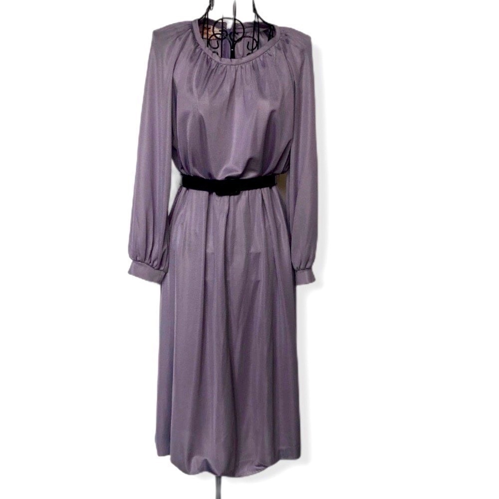 Vintage Newton Centre Lilac Blouson Dress Size Medium - Picture 6 of 14